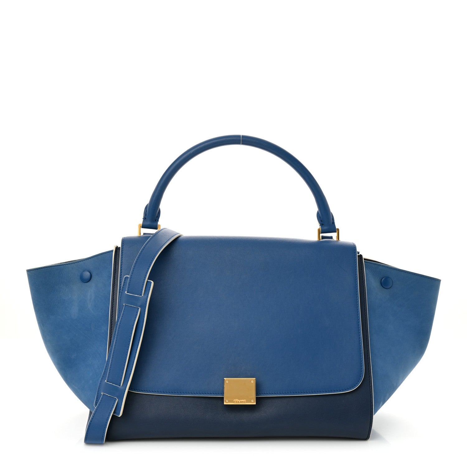 Celine Smooth Calfskin Suede Small Trapeze Turquoise 1 of 17