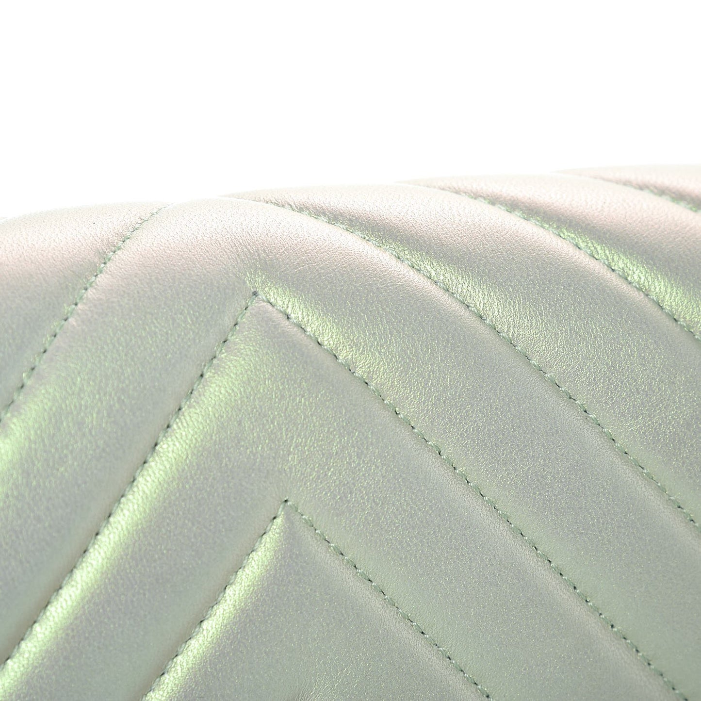 Metallic Lambskin Chevron Quilted Medium Boy Flap Light Green