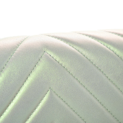 Chanel Metallic Lambskin Chevron Quilted Medium Boy Flap Light Green 8 of 11