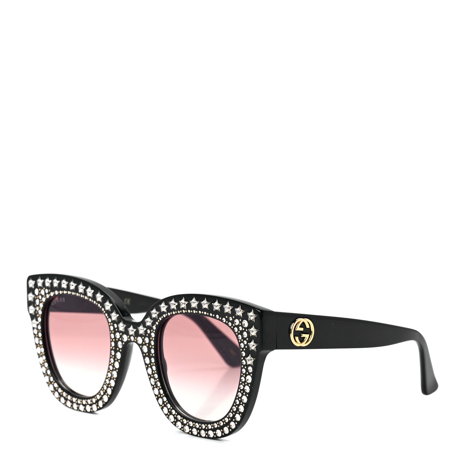 Gucci Acetate Stars Cat Eye Sunglasses GG0116S Black 1 of 9