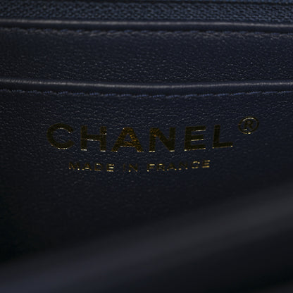 Chanel Shiny Caviar Quilted Mini Top Handle Flap Navy Blue 6 of 12