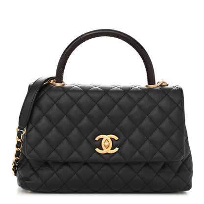 Chanel Caviar Lizard Embossed Quilted Small Coco Handle Flap Black 1 of 17