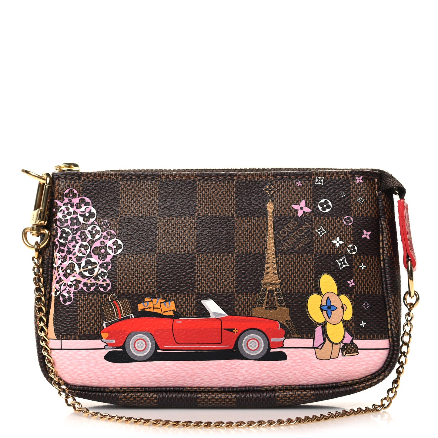 Damier Ebene 2019 Christmas Animation Mini Pochette Accessories Red
