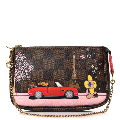 Louis Vuitton Damier Ebene 2019 Christmas Animation Mini Pochette Accessories Red 1 of 11