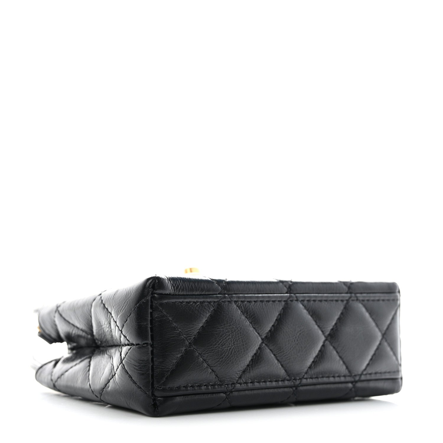 Chanel Shiny Aged Calfskin Quilted Mini Nano Kelly Shopper Black 4 of 11
