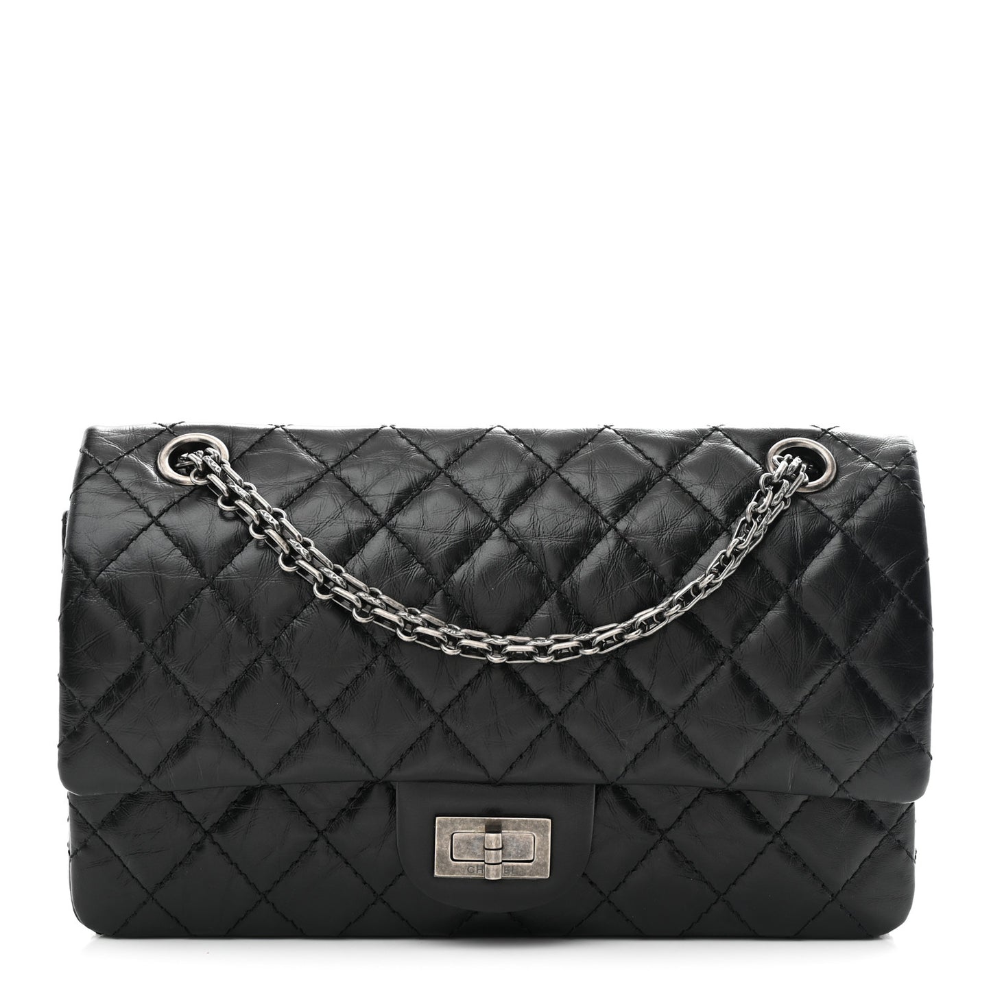 Aged Calfskin Quilted 2.55 Reissue 225 Flap Black