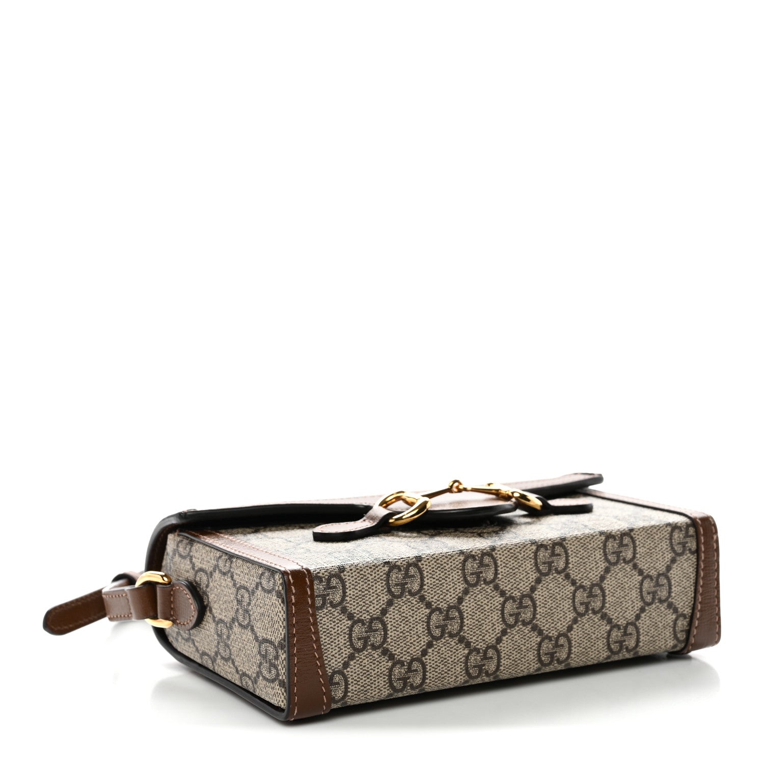 Gucci GG Supreme Monogram Mini Horsebit 1955 Shoulder Bag Beige Brown Sugar 4 of 11
