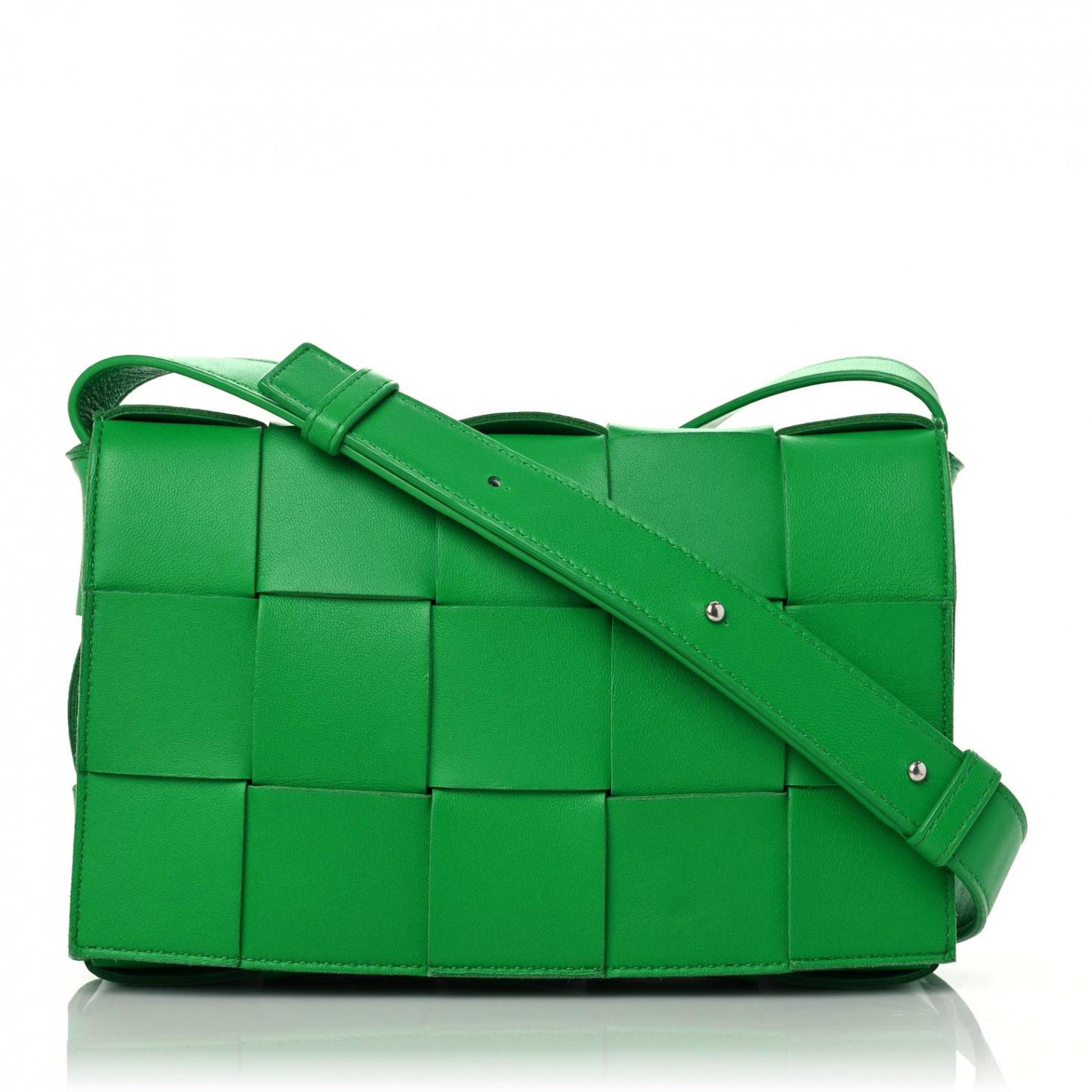 Lambskin Maxi Intrecciato Cassette Crossbody Bag Grass