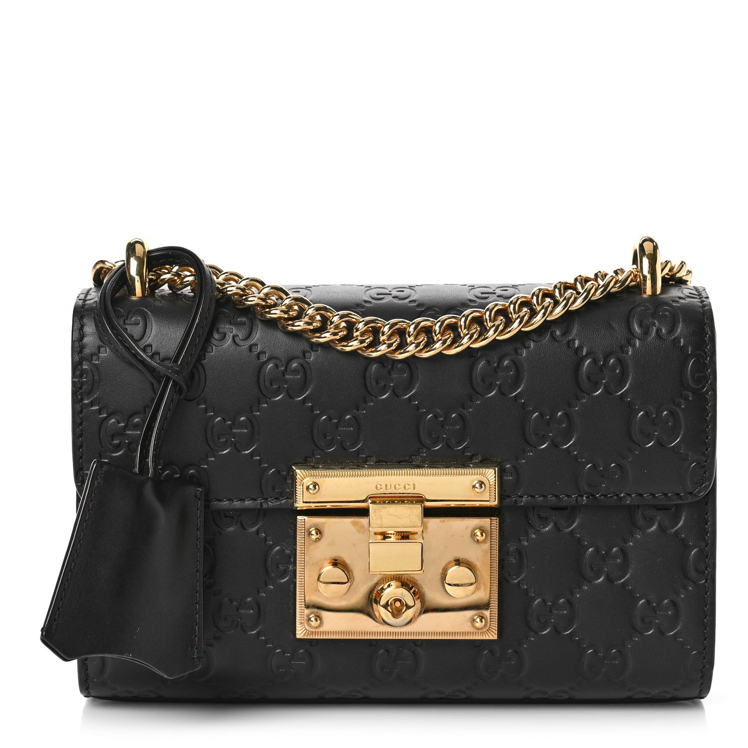 Gucci Guccissima Small Padlock Shoulder Bag Black 1 of 9