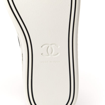 Chanel Fabric Lambskin Lace Up Cap Toe Sneakers 38.5 Black 7 of 9