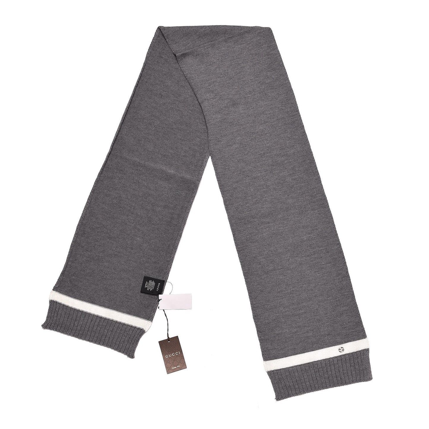 Wool Newporte Long Scarf Graphite Ivory