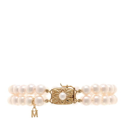 Mikimoto 18K Yellow Gold Akoya Pearl 6-6.5mm Double Strand Bracelet 2 of 3