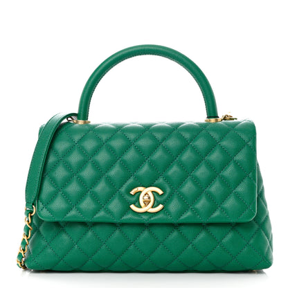 Chanel Caviar Quilted Small Coco Handle Flap Green 1 of 10