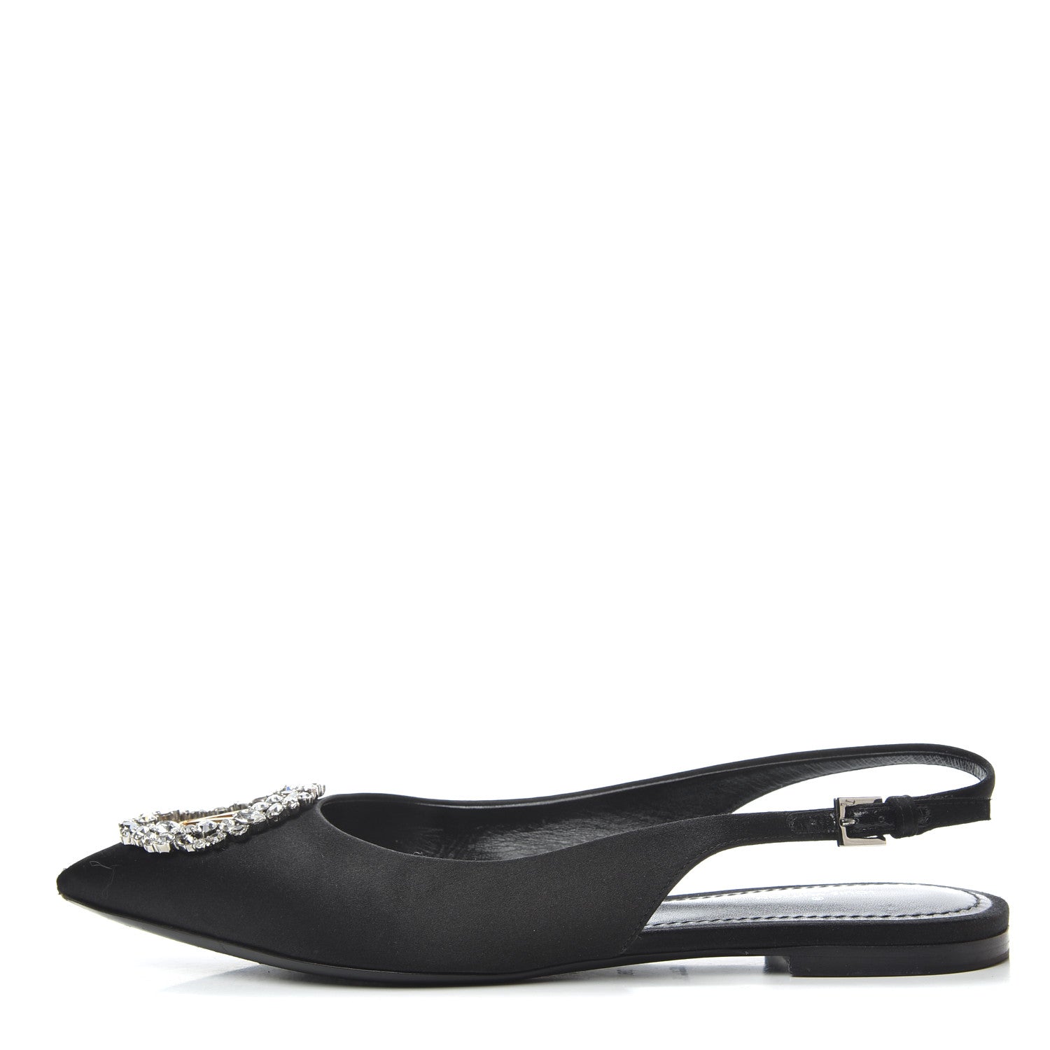 Louis Vuitton Satin Crystal Madeleine Slingback Ballerina Flats 38 Black 1 of 9
