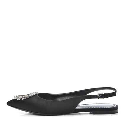 Louis Vuitton Satin Crystal Madeleine Slingback Ballerina Flats 38 Black 1 of 9