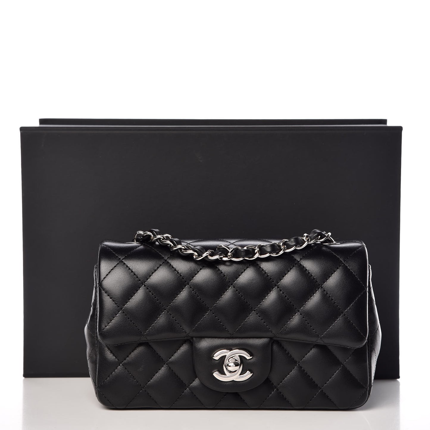 Lambskin Quilted Mini Rectangular Flap Black