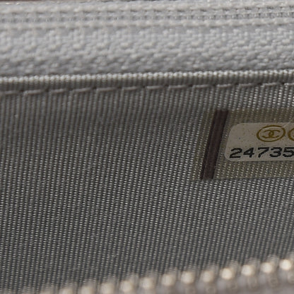 Chanel Metallic Sheepskin Chevron Quilted Medium Mademoiselle Vintage Zip Around Wallet Silver 8 of 9