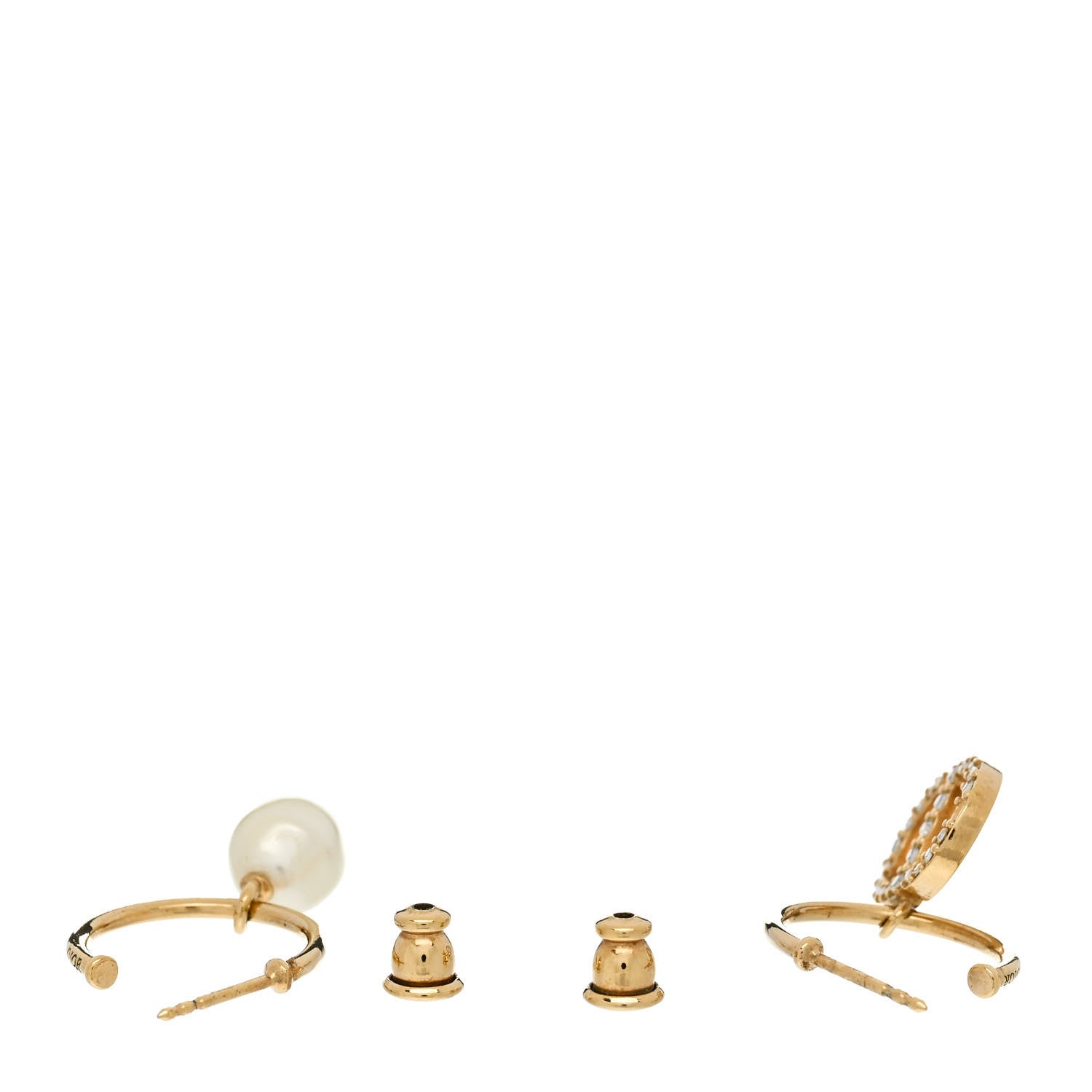 Christian Dior Pearl Crystal Petit CD Hoop Drop Earrings Gold 3 of 6