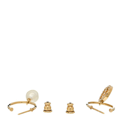 Christian Dior Pearl Crystal Petit CD Hoop Drop Earrings Gold 3 of 6