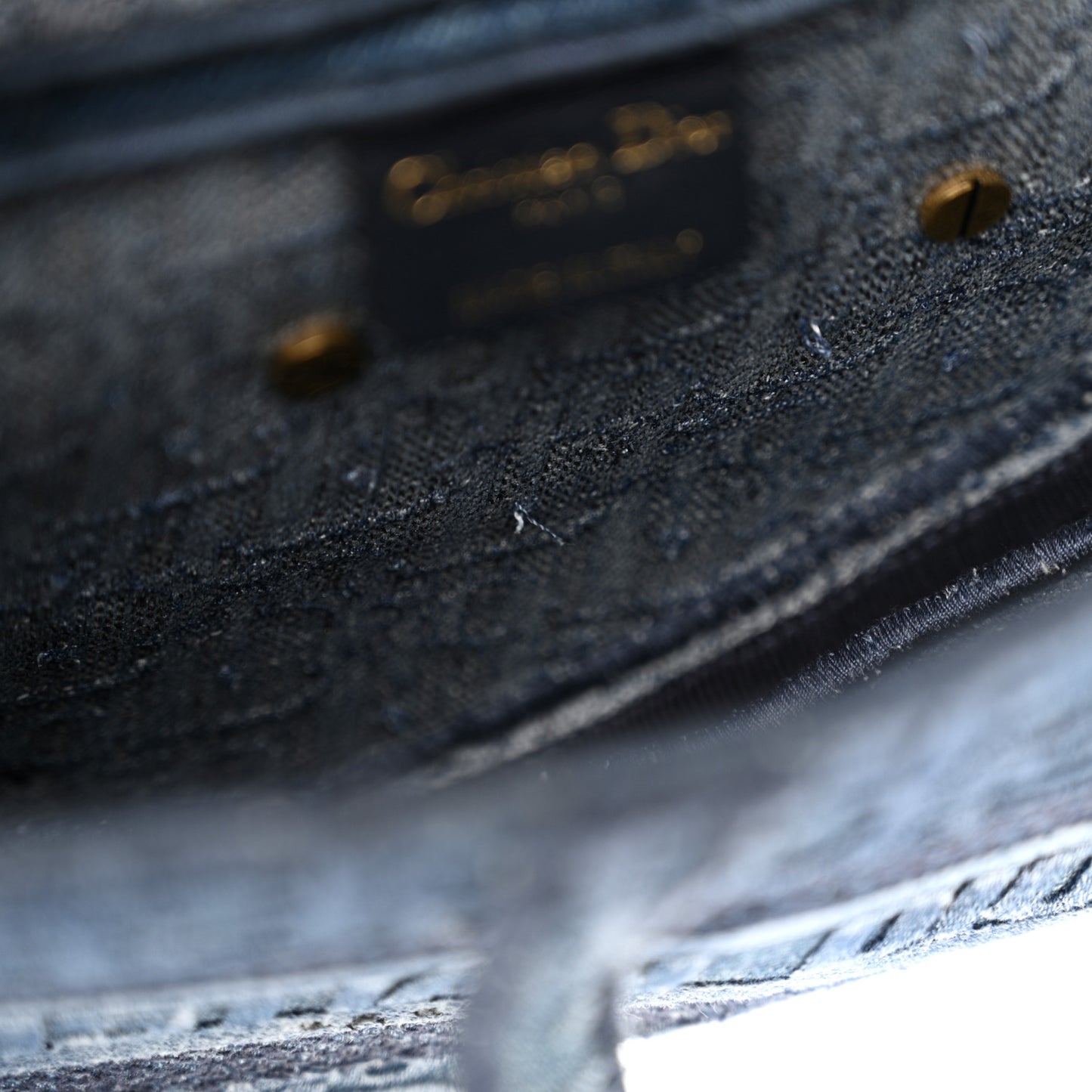 Oblique Embroidered Saddle Bag Denim Blue