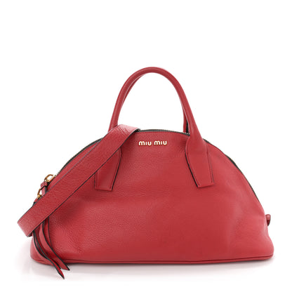 Miu Miu Goatskin Madras Bauletto Top Handle Tote Red 1 of 13