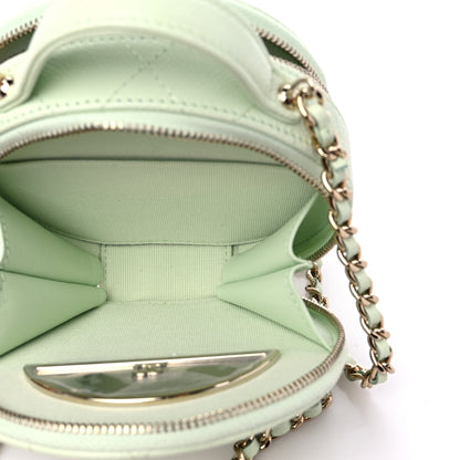 Chanel Caviar Quilted Round Handle With Care Vanity With Chain Light Green 6 of 10