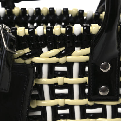 Balenciaga Varnished Faux Calfskin XS Bistro Basket Pale Yellow Black White 8 of 10
