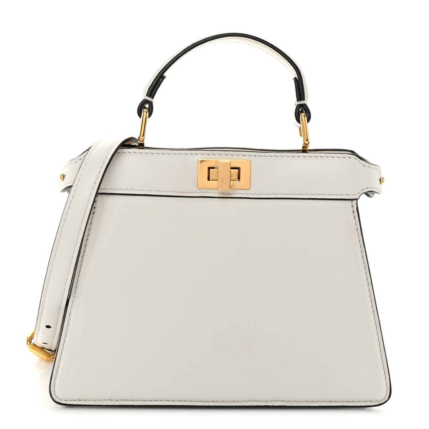 Fendi Shiny Nappa Petite Peekaboo I SEE U Satchel White 1 of 11