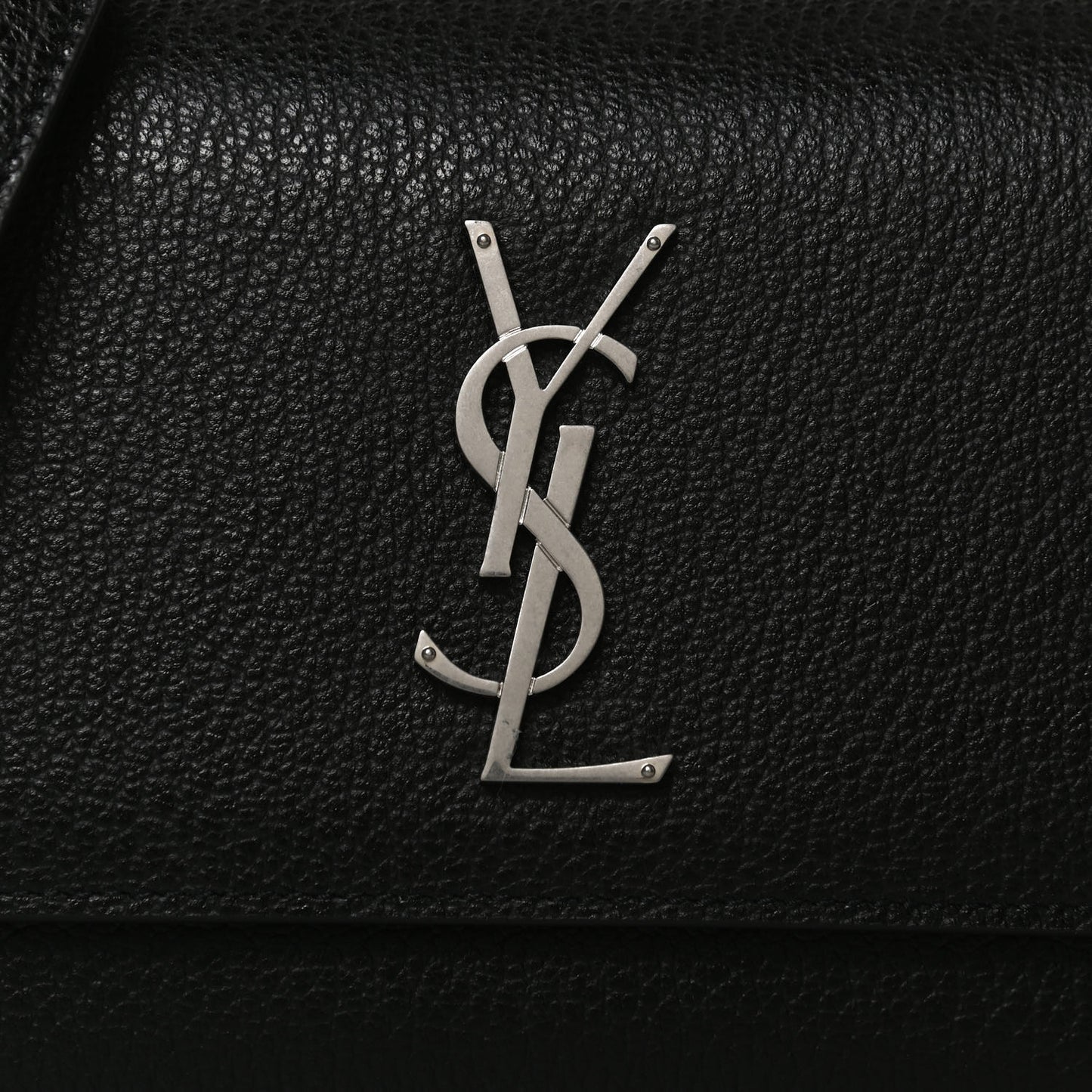 Grained Calfskin Medium Monogram Sunset Satchel Black