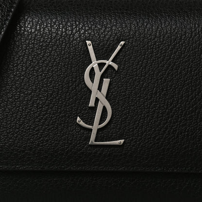 Saint Laurent Grained Calfskin Medium Monogram Sunset Satchel Black 8 of 15