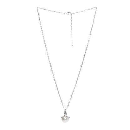 Mikimoto 18K White Gold Diamond White South Sea Pearl 11mm Twist Pendant Necklace 3 of 5