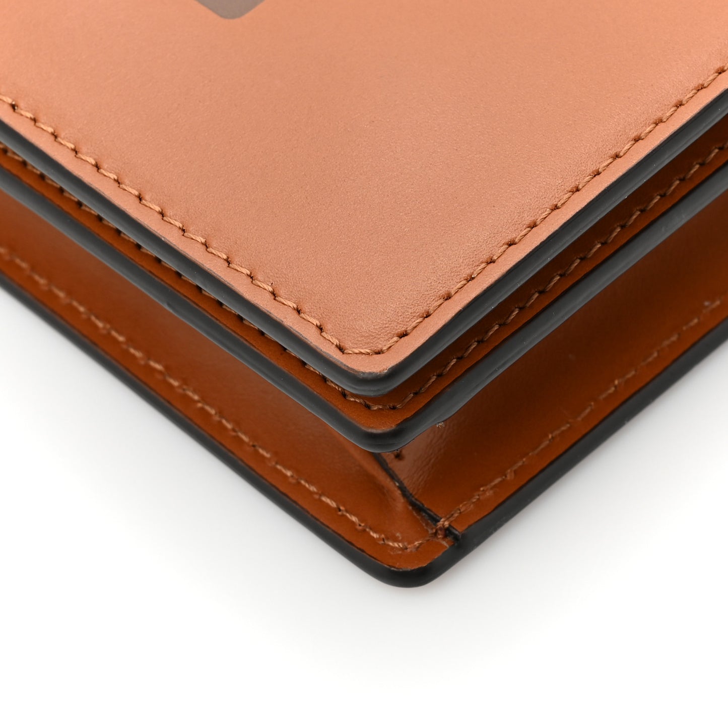 Vitello King Tamponato Logo Embossed Medium Wallet On Chain Cuoio