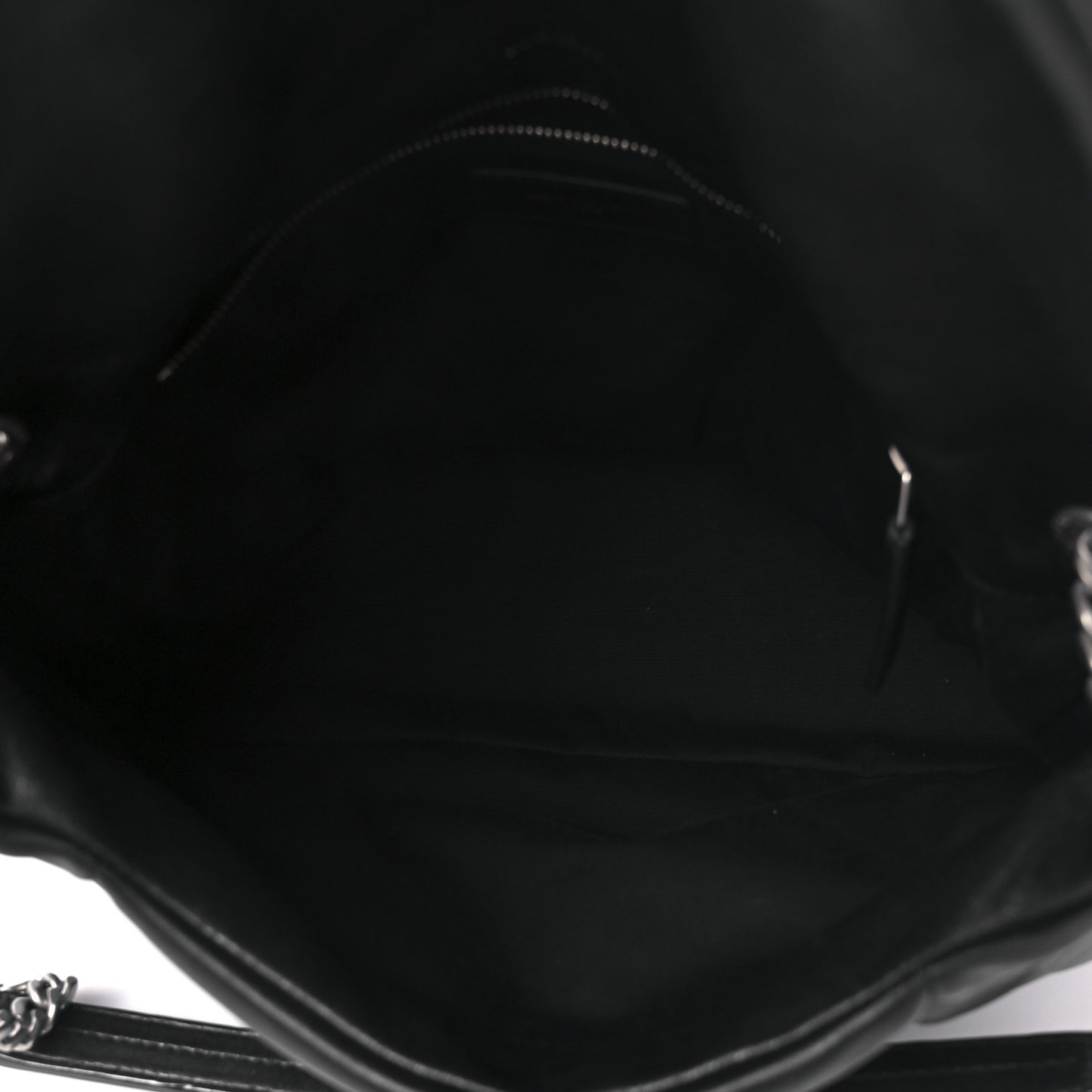 Lambskin Quilted Medium Loulou Puffer Monogram Chain Satchel Black