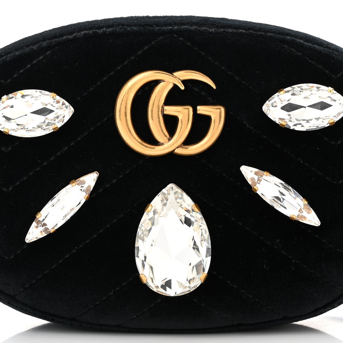 Velvet Matelasse Marquise Crystals GG Marmont Belt Bag 95 38 Black
