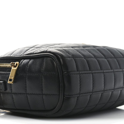 Saint Laurent Lambskin Carre Quilted Cassandre Mini Camera Bag Black 7 of 9