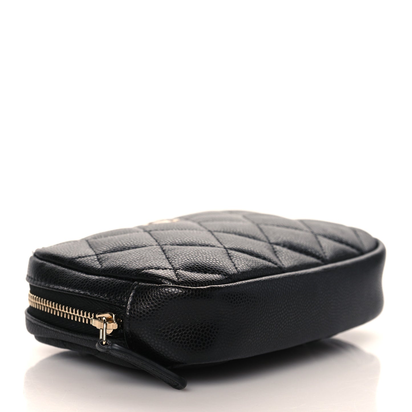 Caviar Quilted Small Curvy Pouch Cosmetic Case Black