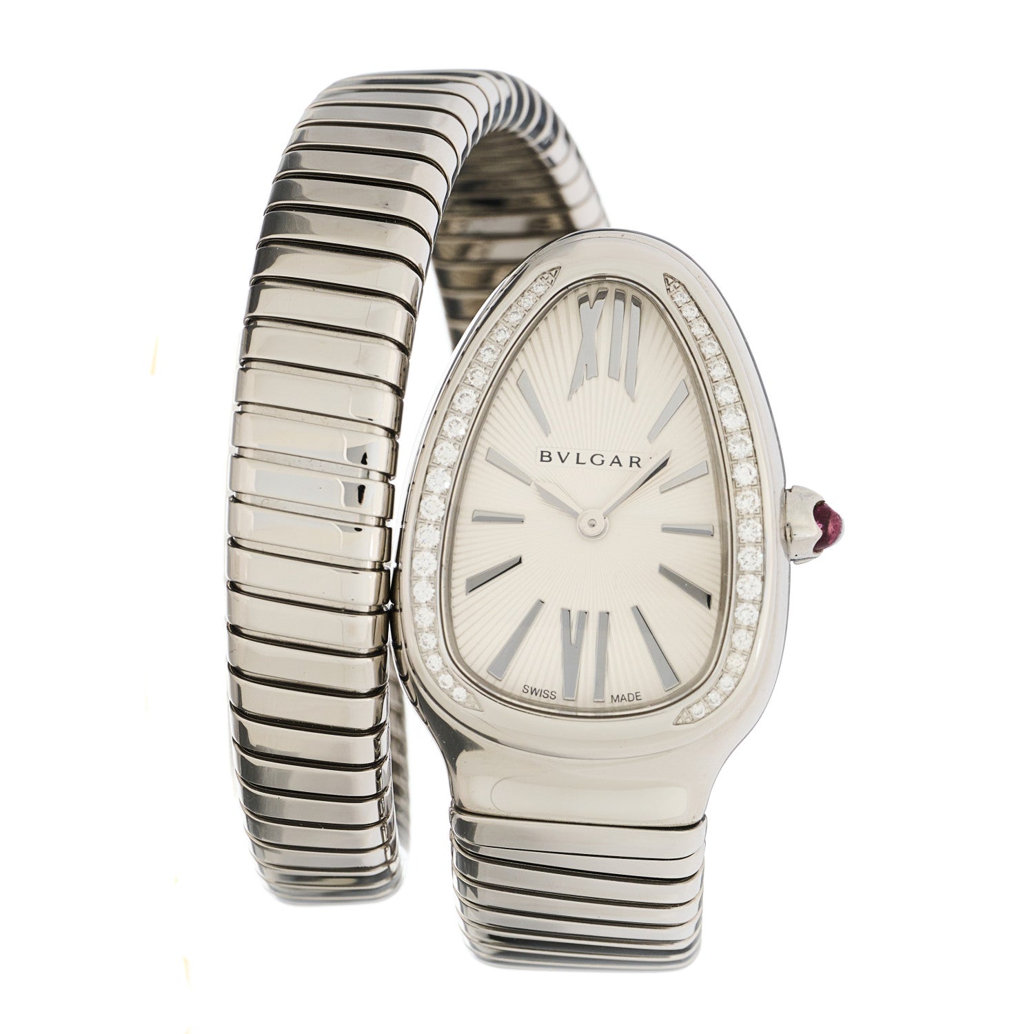 Bulgari Stainless Steel Diamond Bezel 35mm Serpenti Tubogas Quartz Watch 1 of 5