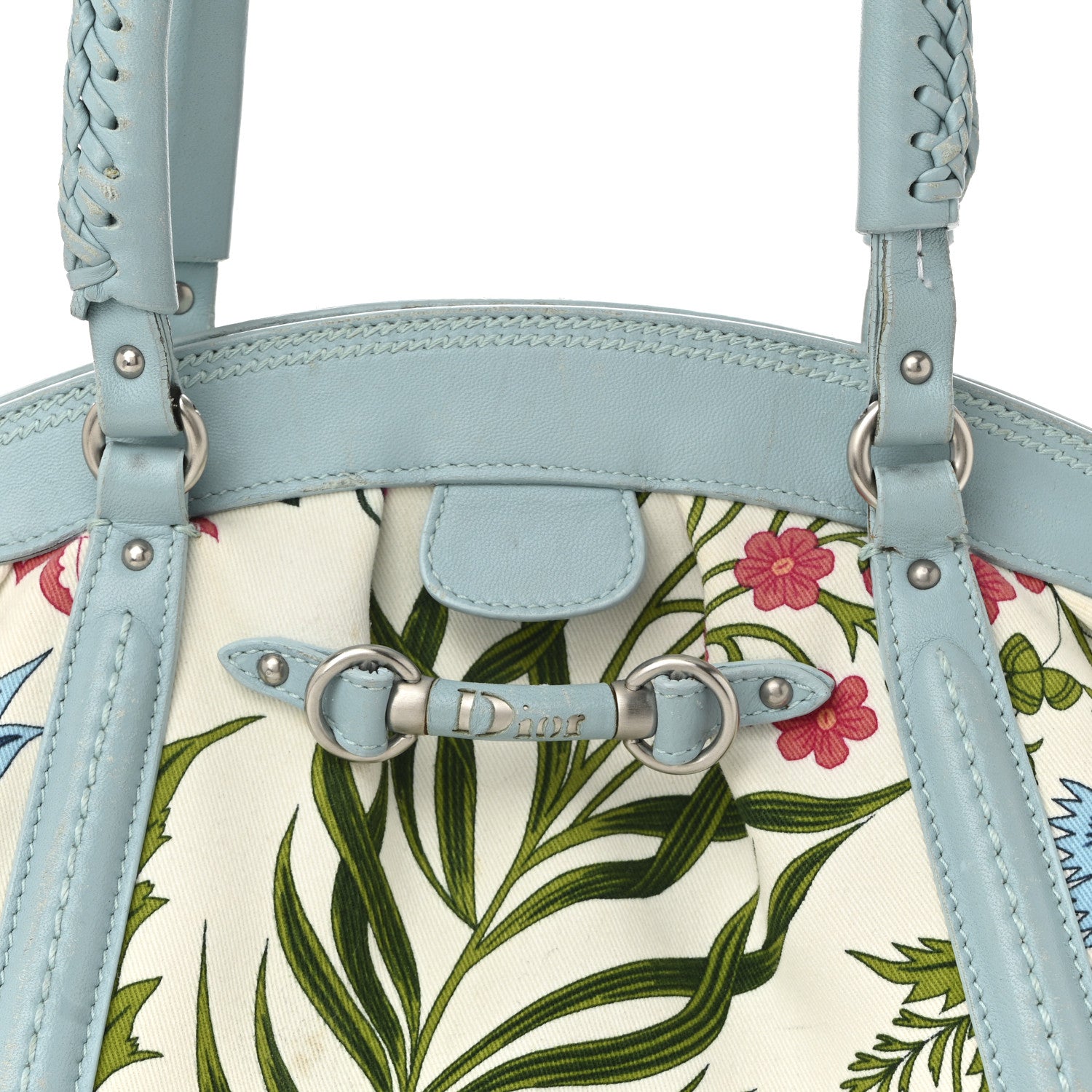 Christian Dior Canvas Floral Frame Satchel 8 of 16