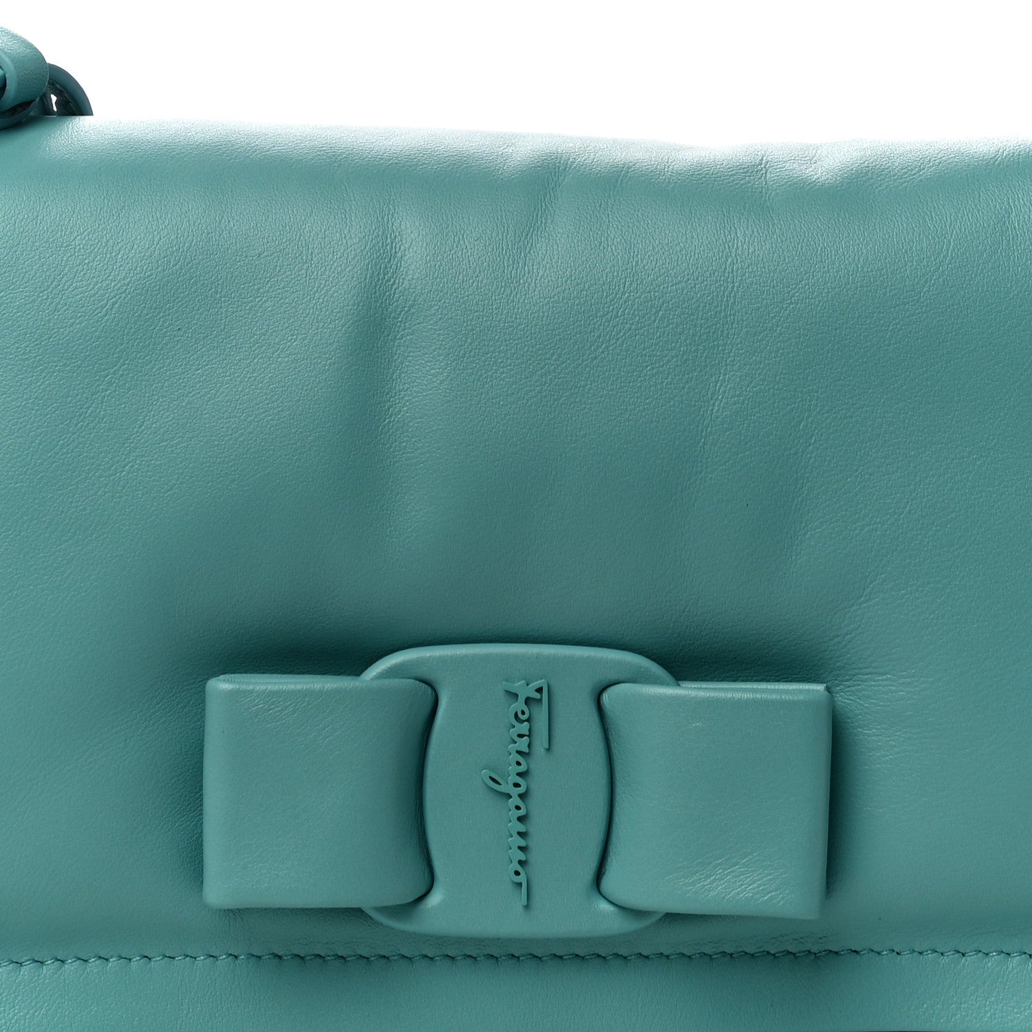Salvatore Ferragamo Calfskin Viva Bow Minibag Tyrone Turquoise 9 of 10