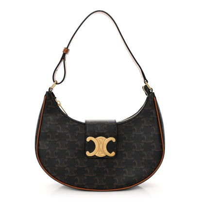 Celine Triomphe Canvas Calfskin Medium Strap Ava Triomphe Shoulder Bag Tan 1 of 10