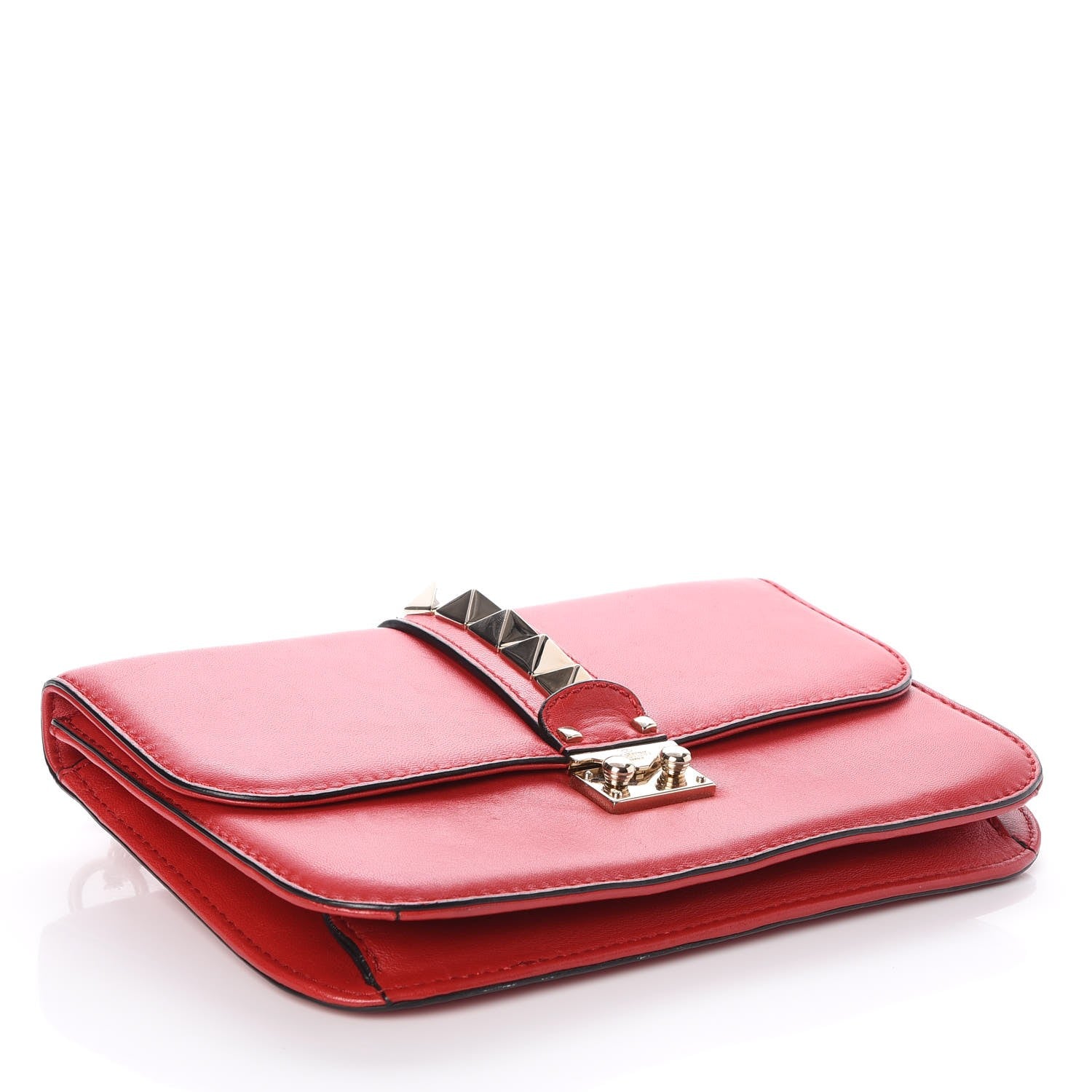 Valentino Garavani Vitello Medium Glam Lock Rockstud Flap Red 4 of 7