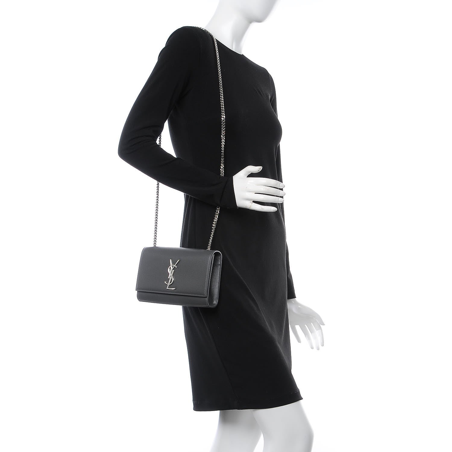 Saint Laurent Grain De Poudre Small Monogram Kate Satchel Storm 2 of 6