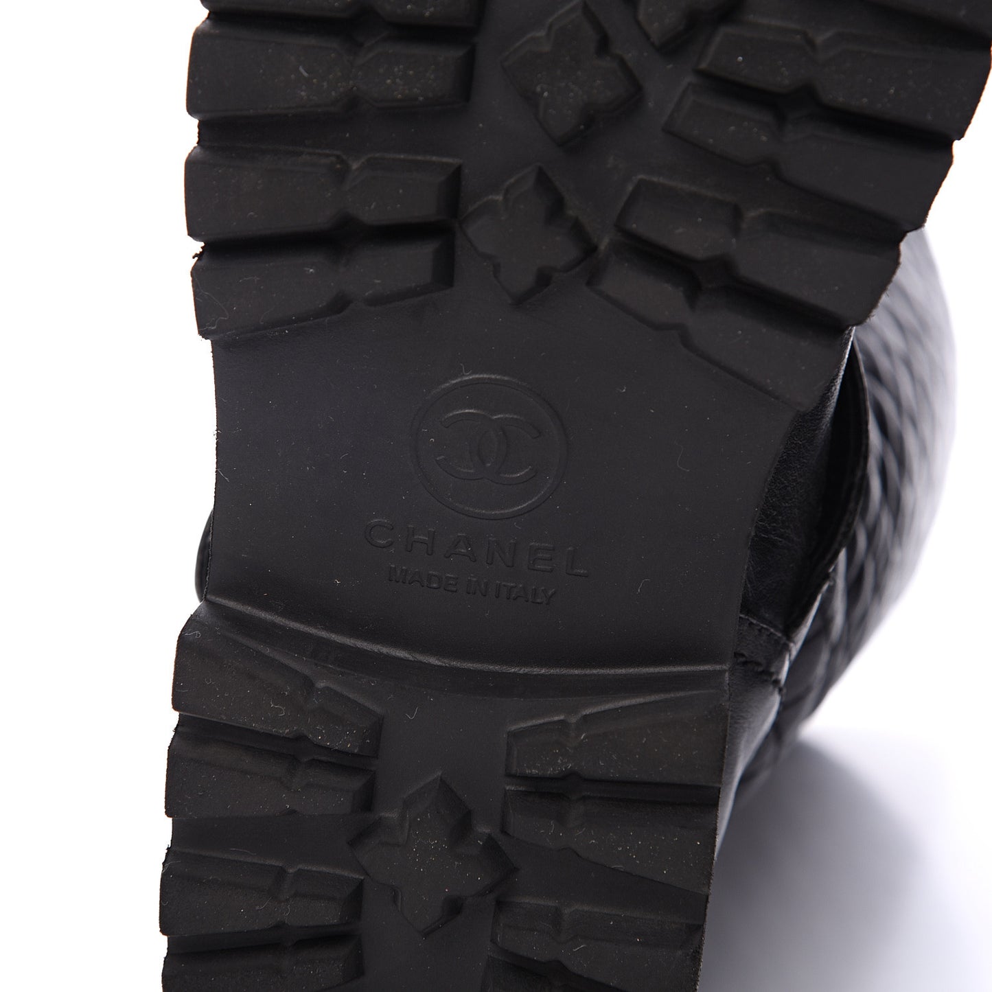 Calfskin Quilted Biker Boots 36.5 Black