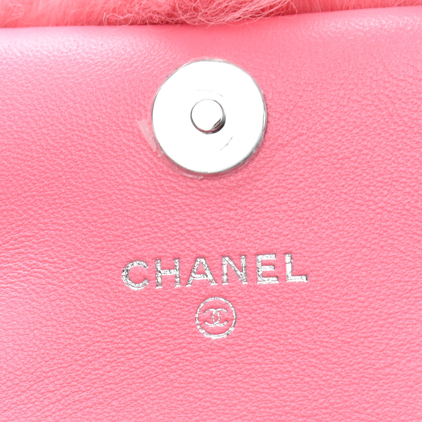 Shearling Lambskin CC Hook Card Holder Pink