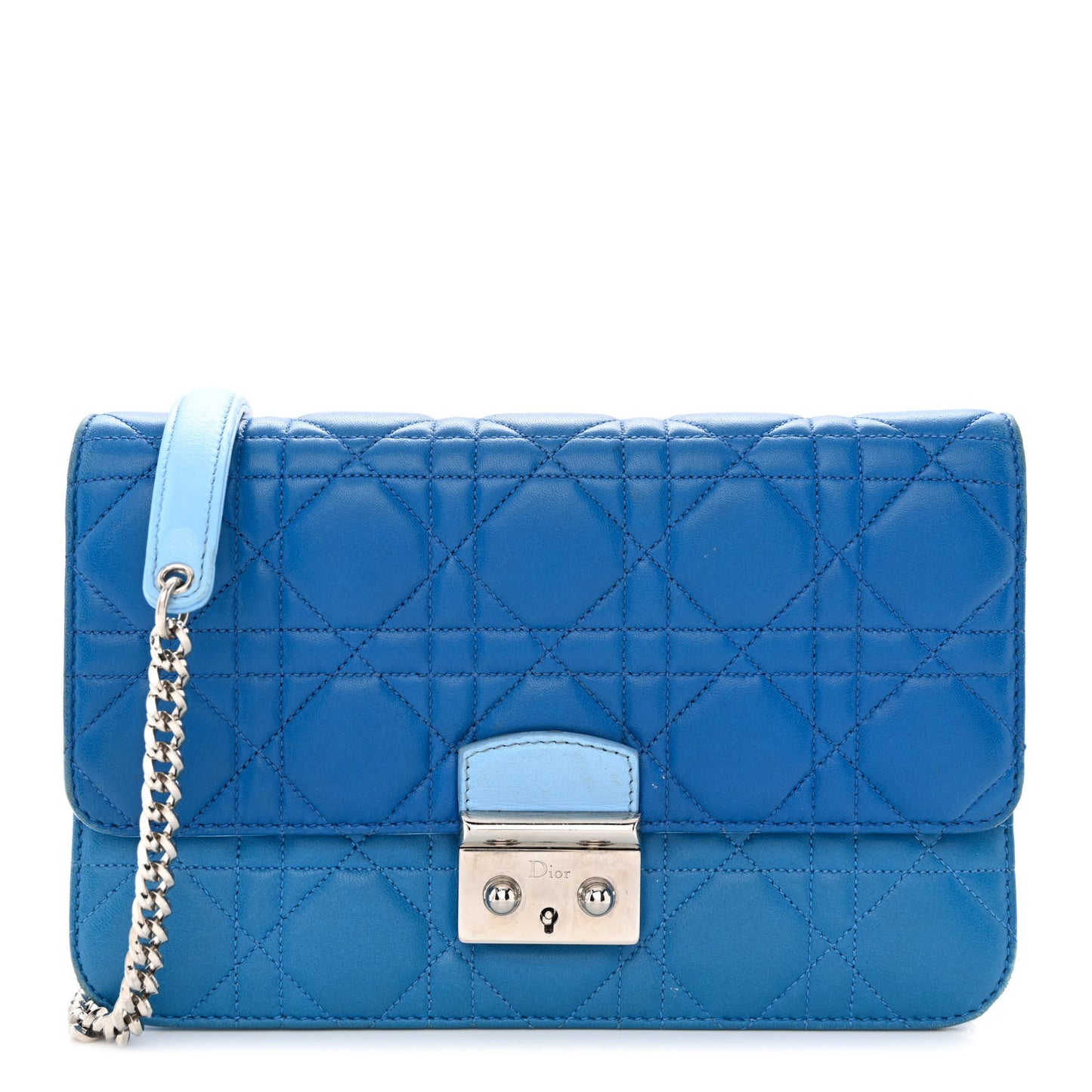 Lambskin Cannage Miss Dior Promenade Pouch Blue