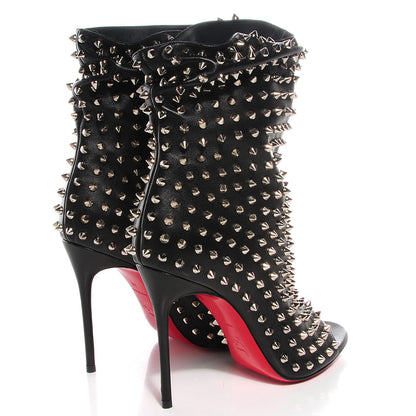 Christian Louboutin Nappa Guerilla 120 Spiked Open Toe Booties 38 Black 4 of 7