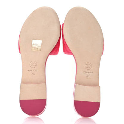 Chanel Fabric Embroidered CC Bow Mules 36 Dark Pink 6 of 10