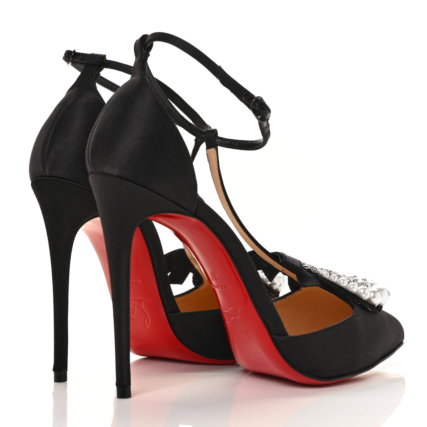 Satin Crystal Embellished Goyetta 100 Pumps 37 Black
