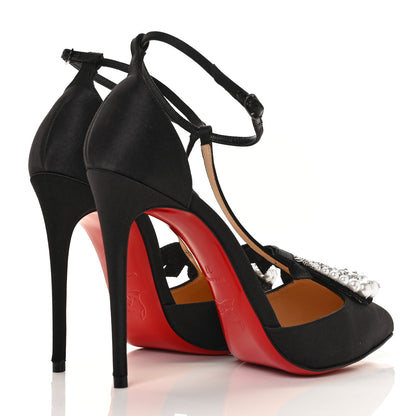 Christian Louboutin Satin Crystal Embellished Goyetta 100 Pumps 37 Black 4 of 8
