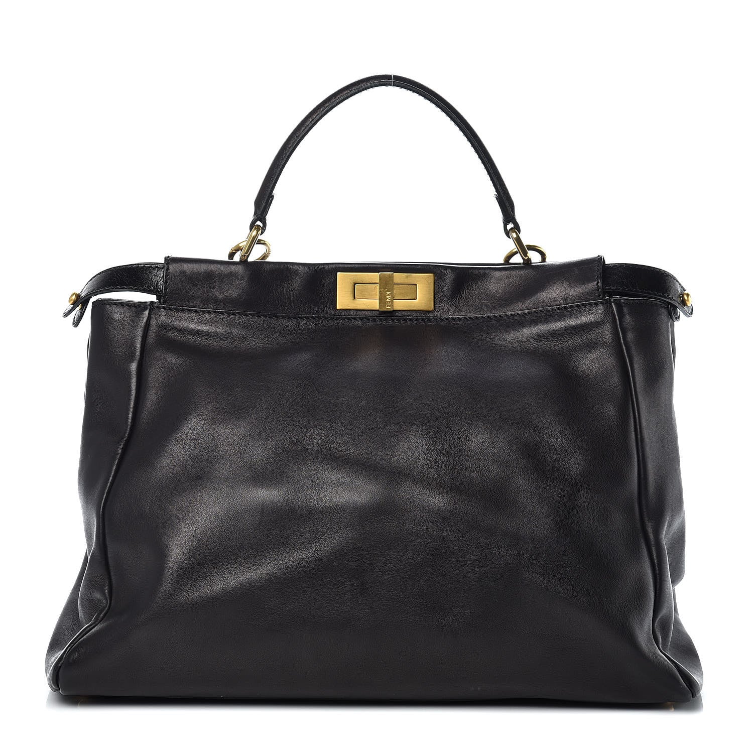 Fendi Vitello Saddle Large Peekaboo Iconic Satchel Black 1 of 10
